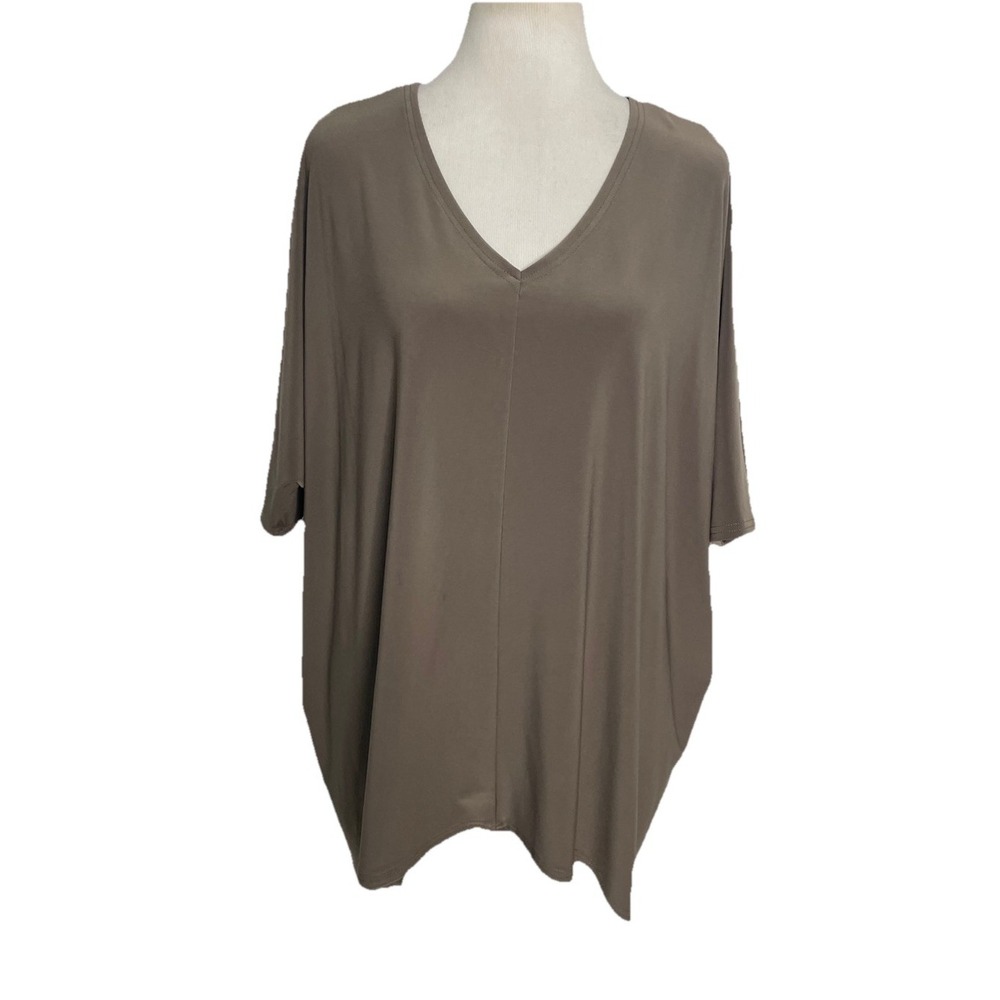 Sympli Canada Blouse Tunic‎ Top Khaki Taupe Short Sleeve Boxy Oversized 8